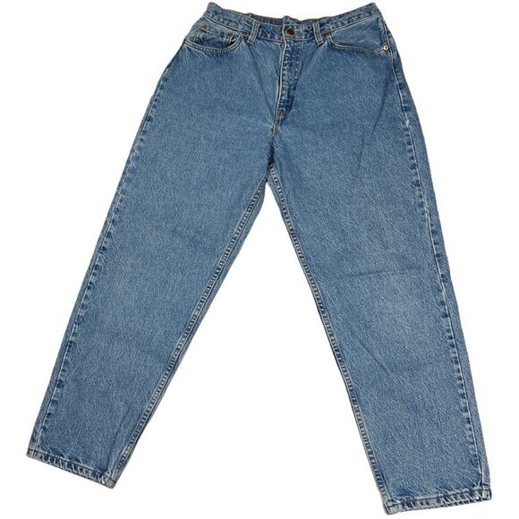 Vintage Levi's Mom Jeans High-Rise Tapered Leg Light Wash Blue Denim Women's 12 - Picture 1 of 13